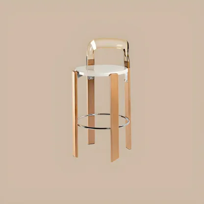 Functional Acrylic Seat Wood Base Bar Stools with Back Image - 15
