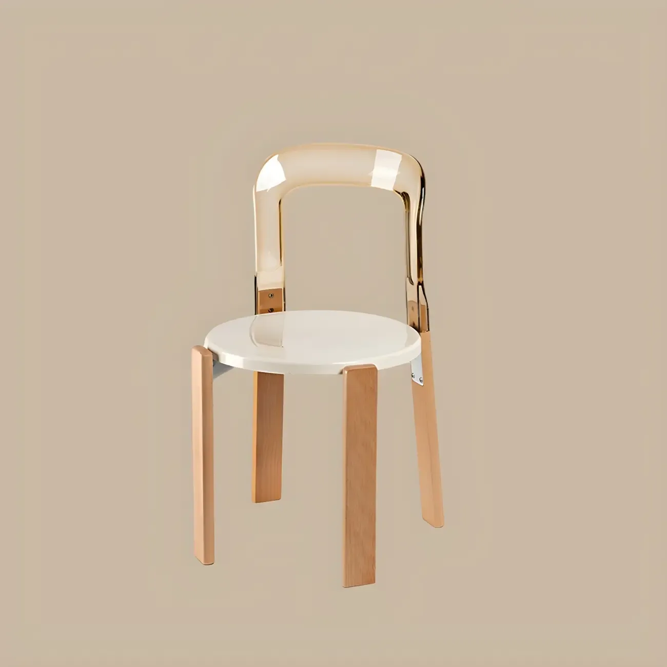 Functional Acrylic Seat Wood Base Bar Stools with Back Image - 16