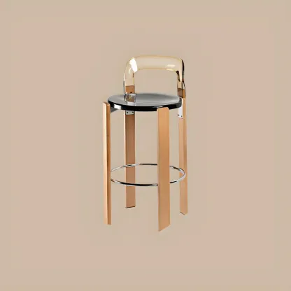 Functional Acrylic Seat Wood Base Bar Stools with Back Image - 19