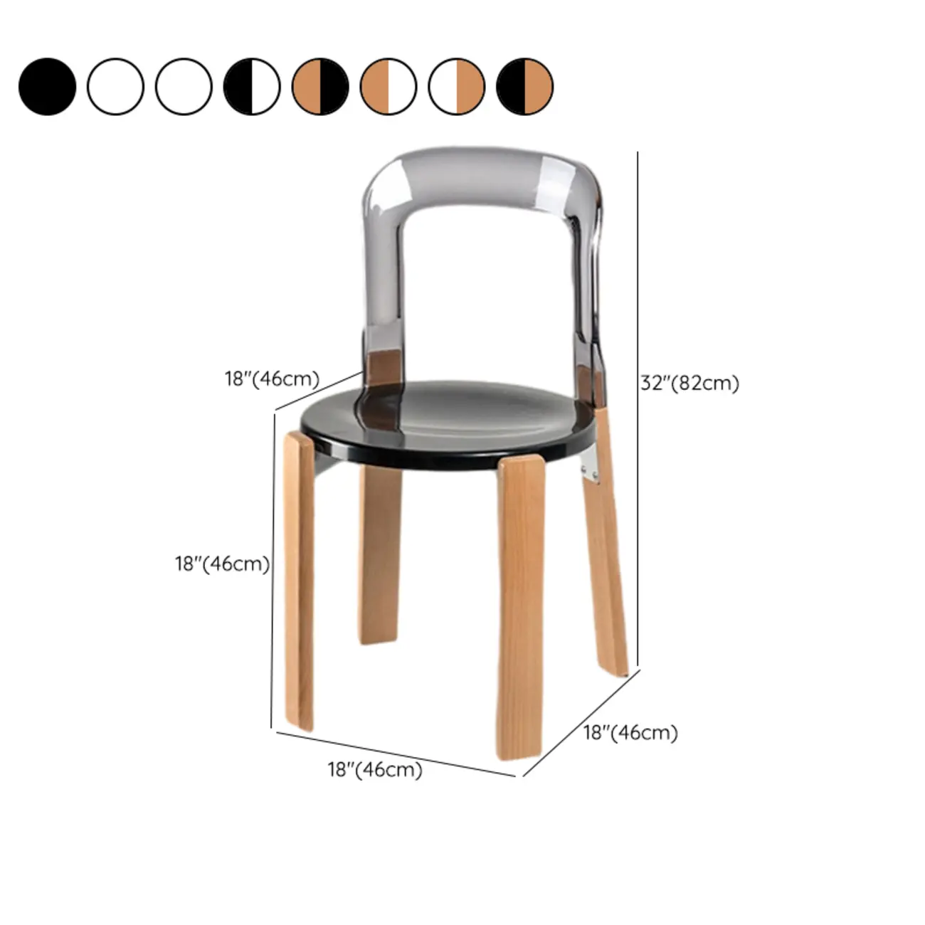Functional Acrylic Seat Wood Base Bar Stools with Back #size | homeyfad