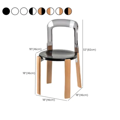 Functional Acrylic Seat Wood Base Bar Stools with Back #size
