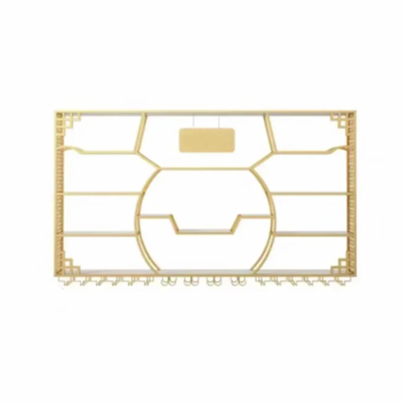 Multi-Shelf Gold Metal Wall-Mounted Wine & Glass Rack Image - 8 | homeyfad