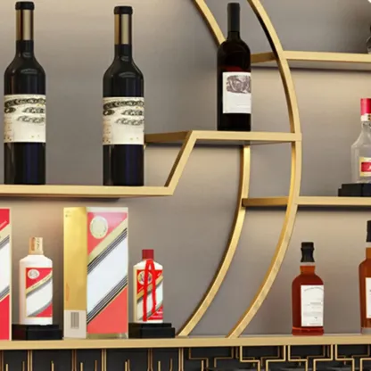 Multi-Shelf Gold Metal Wall-Mounted Wine & Glass Rack Image - 16