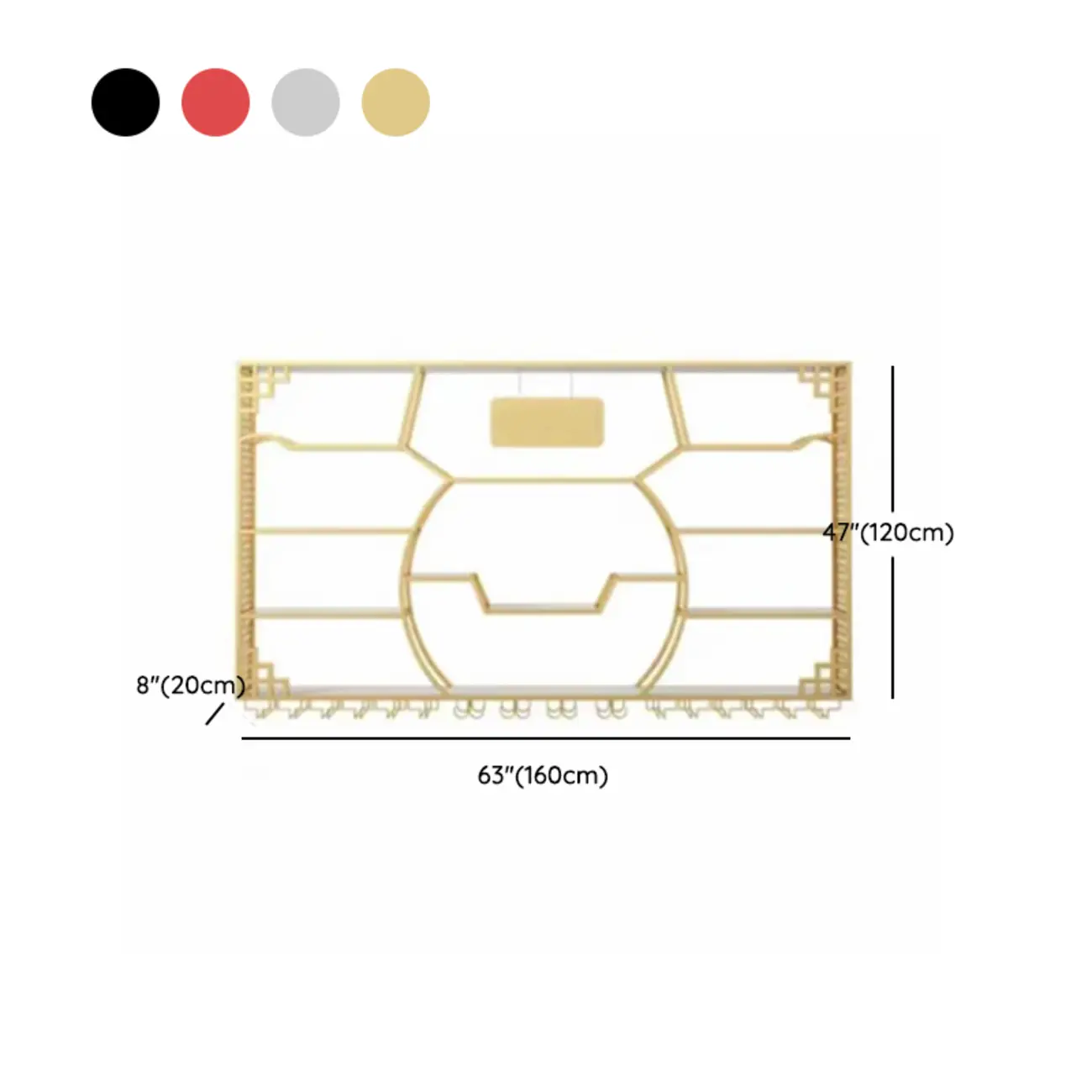 Multi-Shelf Gold Metal Wall-Mounted Wine & Glass Rack #size | homeyfad