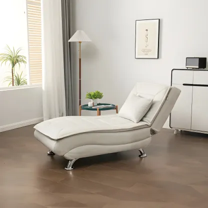 Traditional Adjustable Faux Leather Chaise Lounge for LivingRoom Image - 2