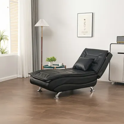 Traditional Adjustable Faux Leather Chaise Lounge for LivingRoom Image - 3