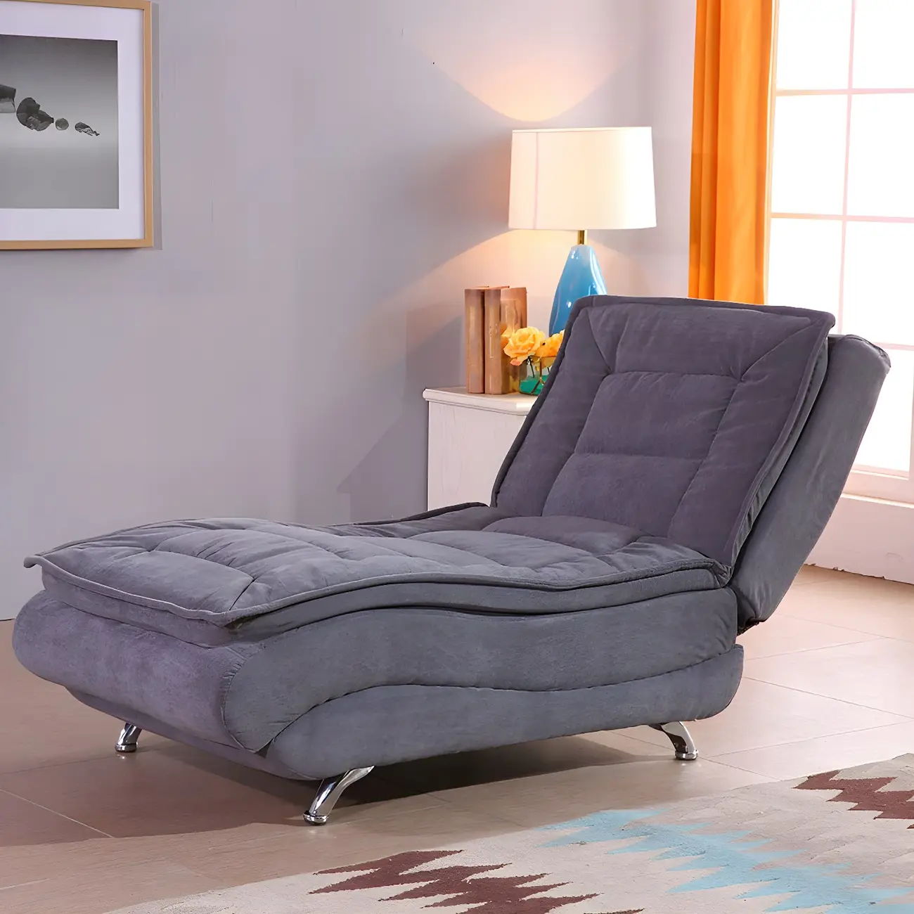 Traditional Adjustable Faux Leather Chaise Lounge for LivingRoom Image - 4 | homeyfad