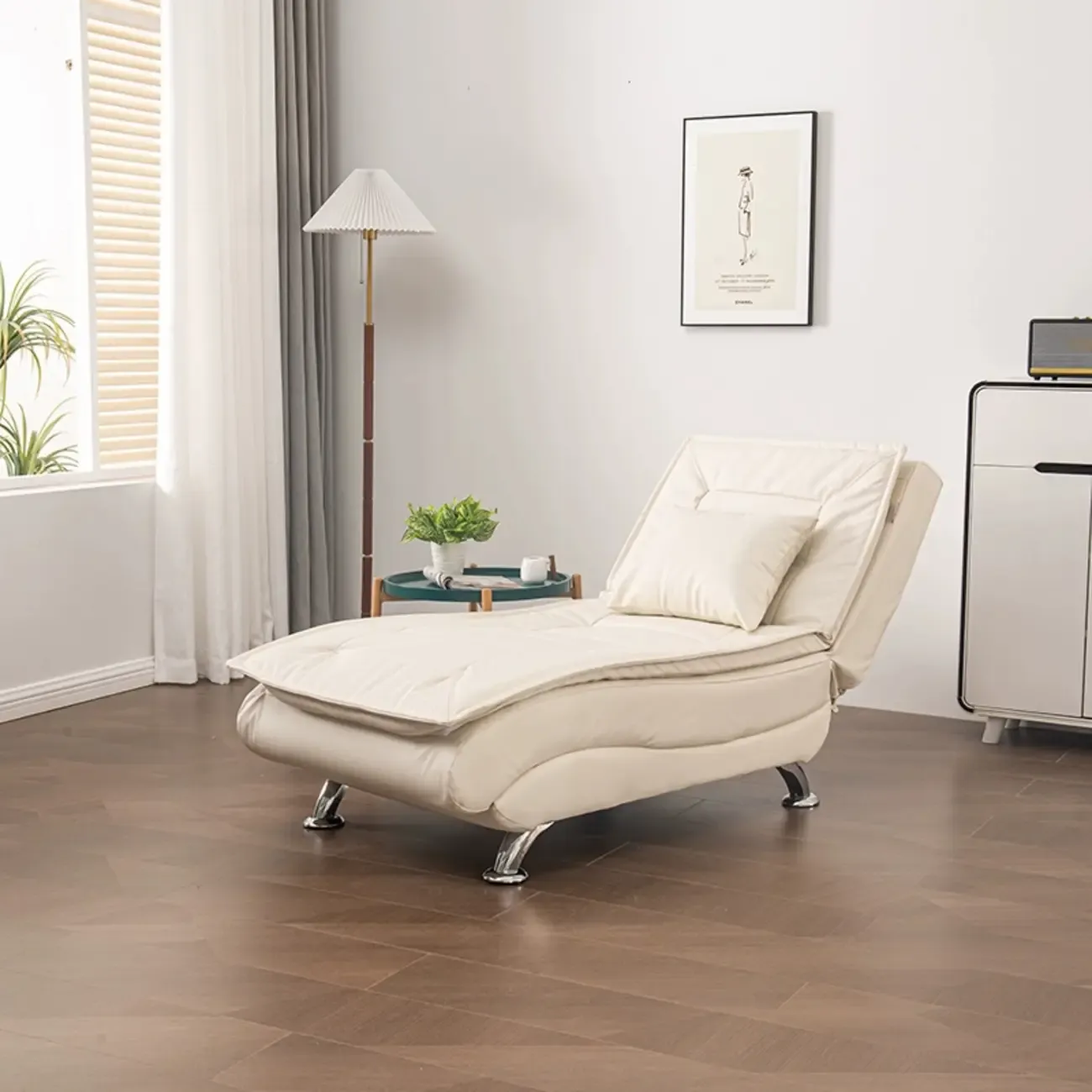 Traditional Adjustable Faux Leather Chaise Lounge for LivingRoom Image - 5