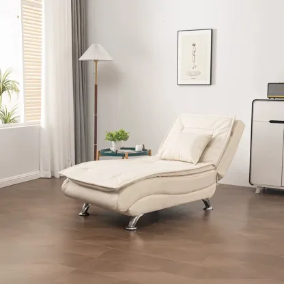 Traditional Adjustable Faux Leather Chaise Lounge for LivingRoom Image - 5