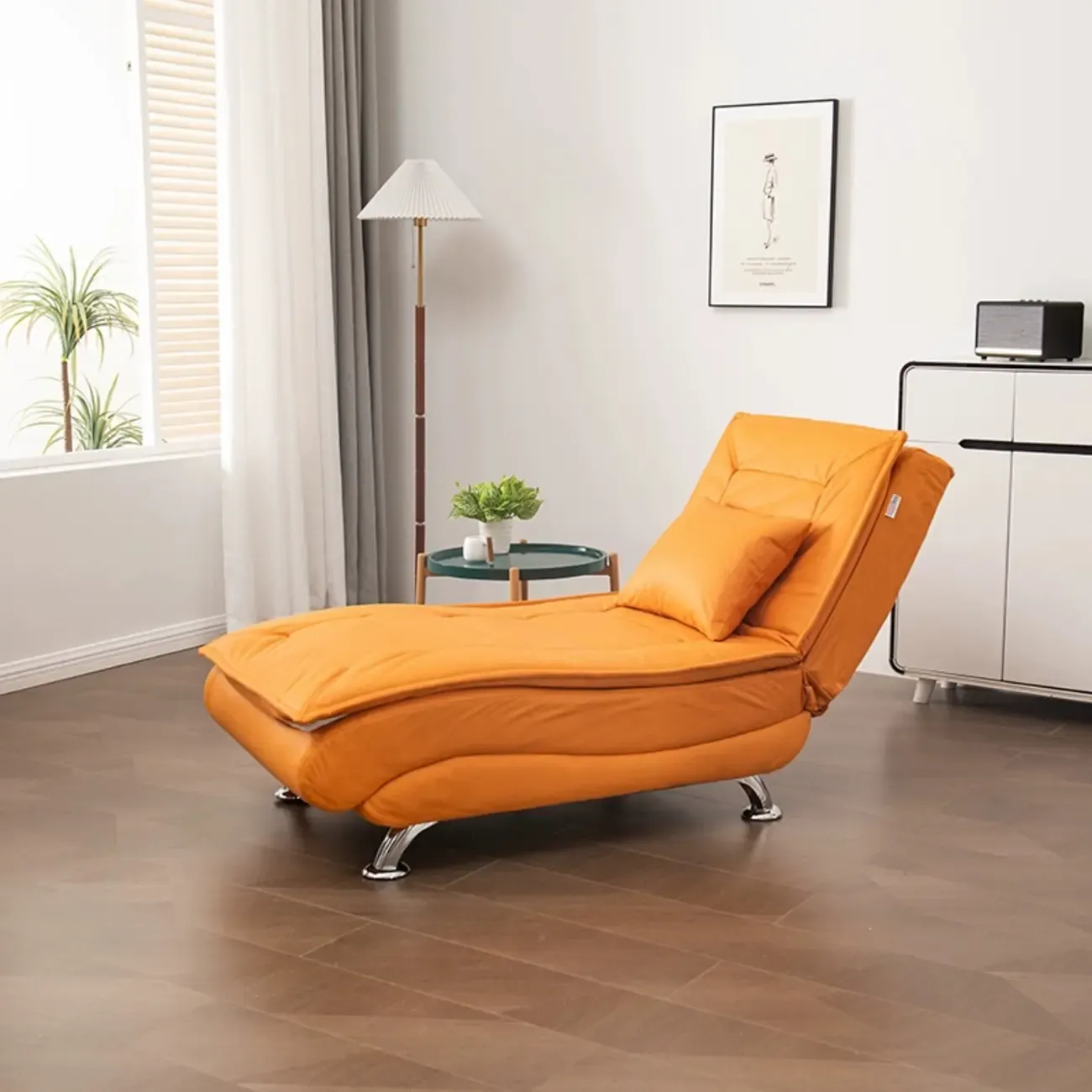 Traditional Adjustable Faux Leather Chaise Lounge for LivingRoom Image - 1