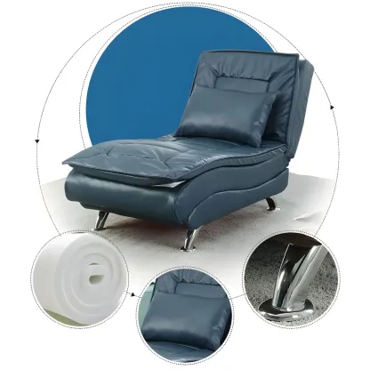 Traditional Adjustable Faux Leather Chaise Lounge for LivingRoom Image - 12