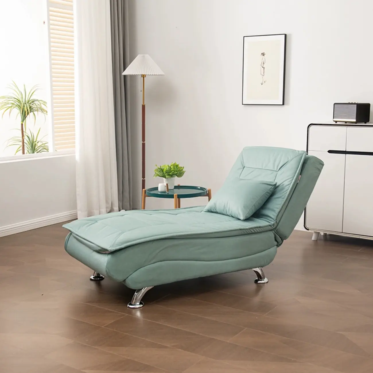 Traditional Adjustable Faux Leather Chaise Lounge for LivingRoom Image - 13 | homeyfad