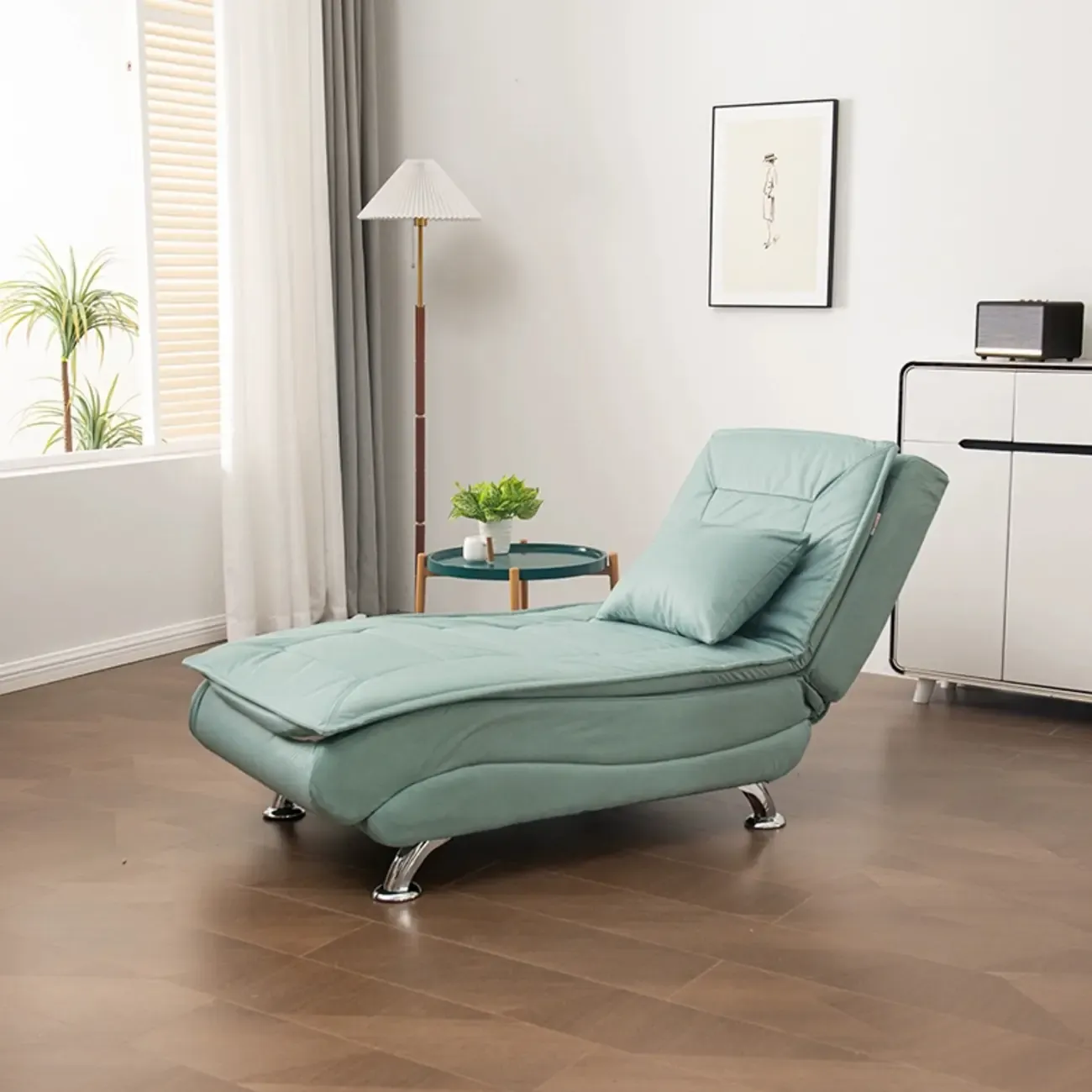 Traditional Adjustable Faux Leather Chaise Lounge for LivingRoom Image - 13