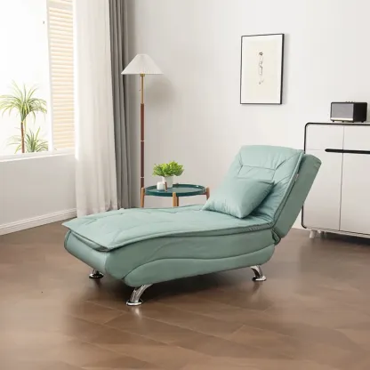 Traditional Adjustable Faux Leather Chaise Lounge for LivingRoom Image - 13