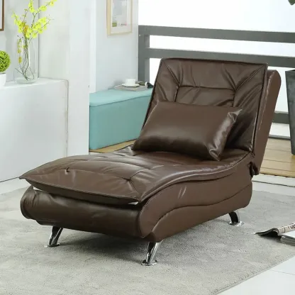 Traditional Adjustable Faux Leather Chaise Lounge for LivingRoom Image - 14