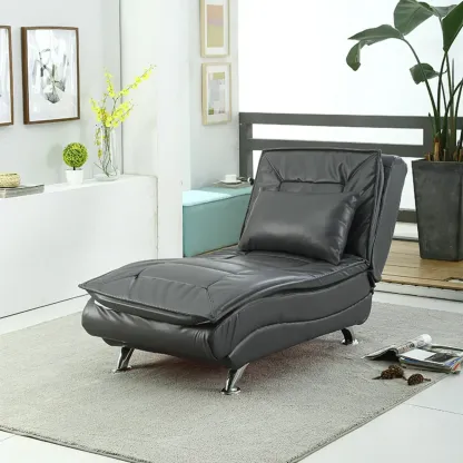 Traditional Adjustable Faux Leather Chaise Lounge for LivingRoom Image - 15