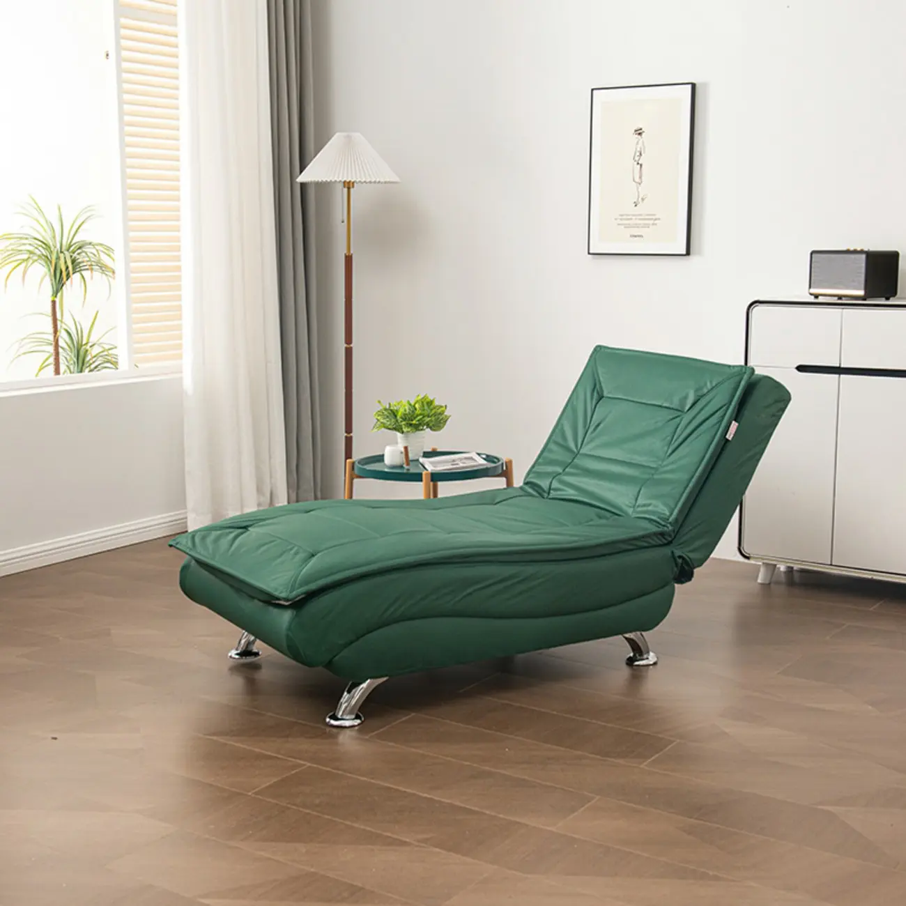 Traditional Adjustable Faux Leather Chaise Lounge for LivingRoom Image - 16 | homeyfad