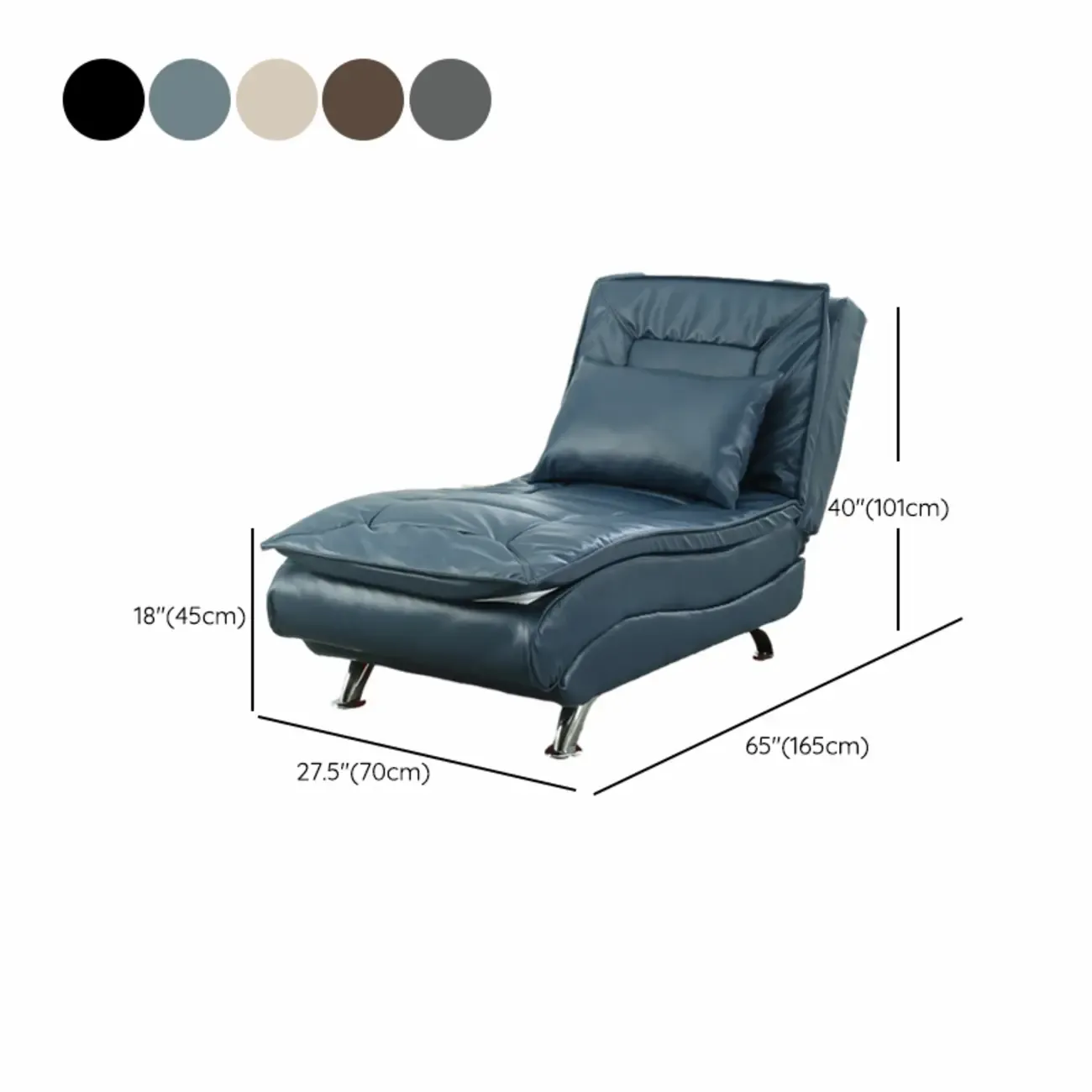 Traditional Adjustable Faux Leather Chaise Lounge for LivingRoom #size