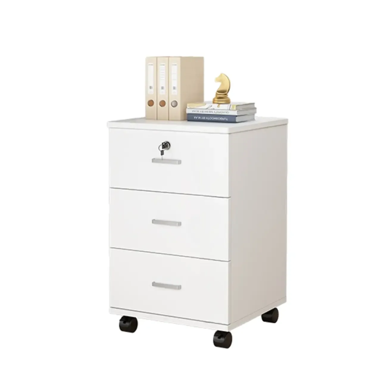Stylish Wooden Mobile Lockable Filing Cabinet with Casters Image - 10