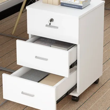 Stylish Wooden Mobile Lockable Filing Cabinet with Casters  Image - 11