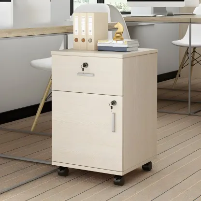 Stylish Wooden Mobile Lockable Filing Cabinet with Casters  Image - 17