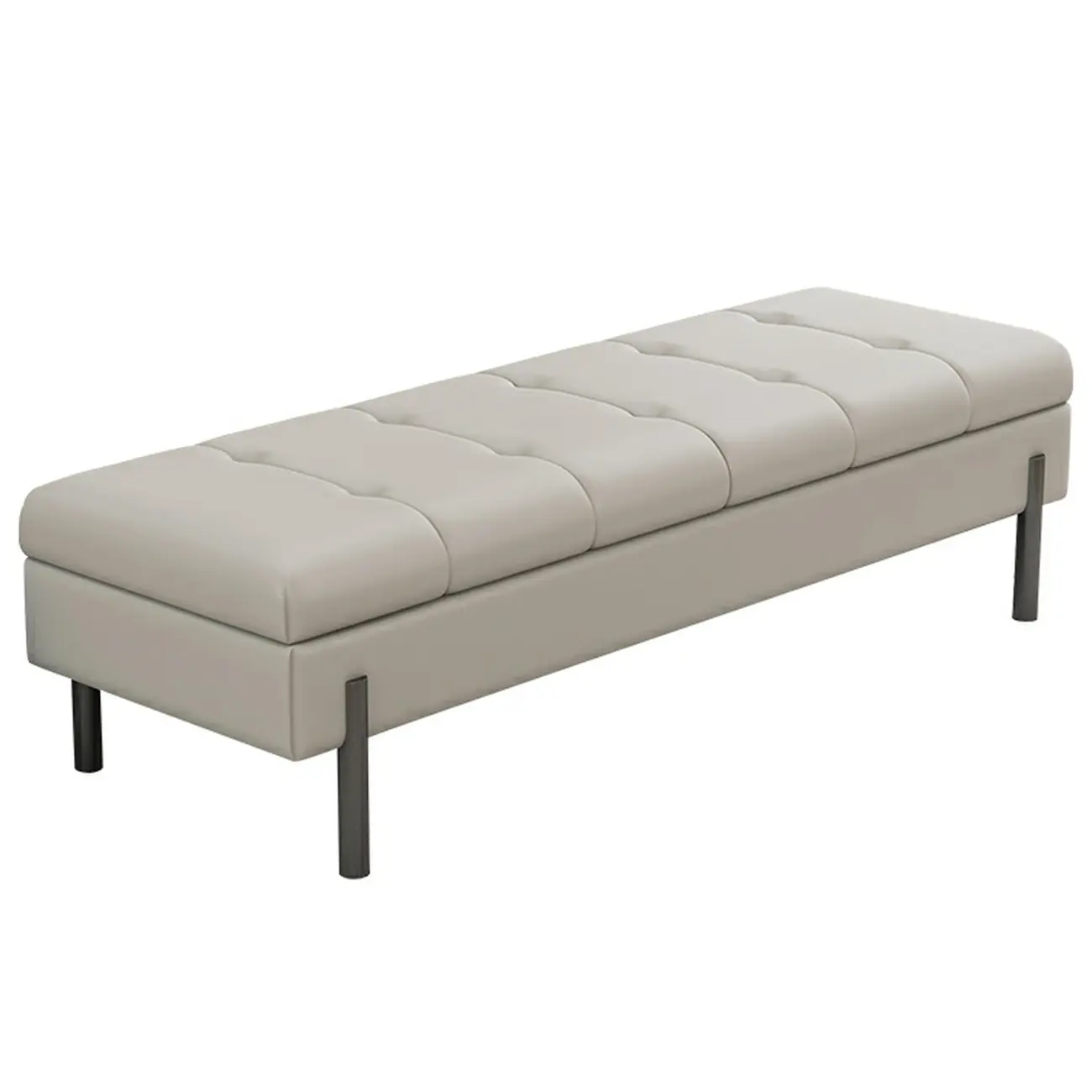 Modern Grey Upholstered Bedroom Bench with Hidden Storage Image - 16 | homeyfad