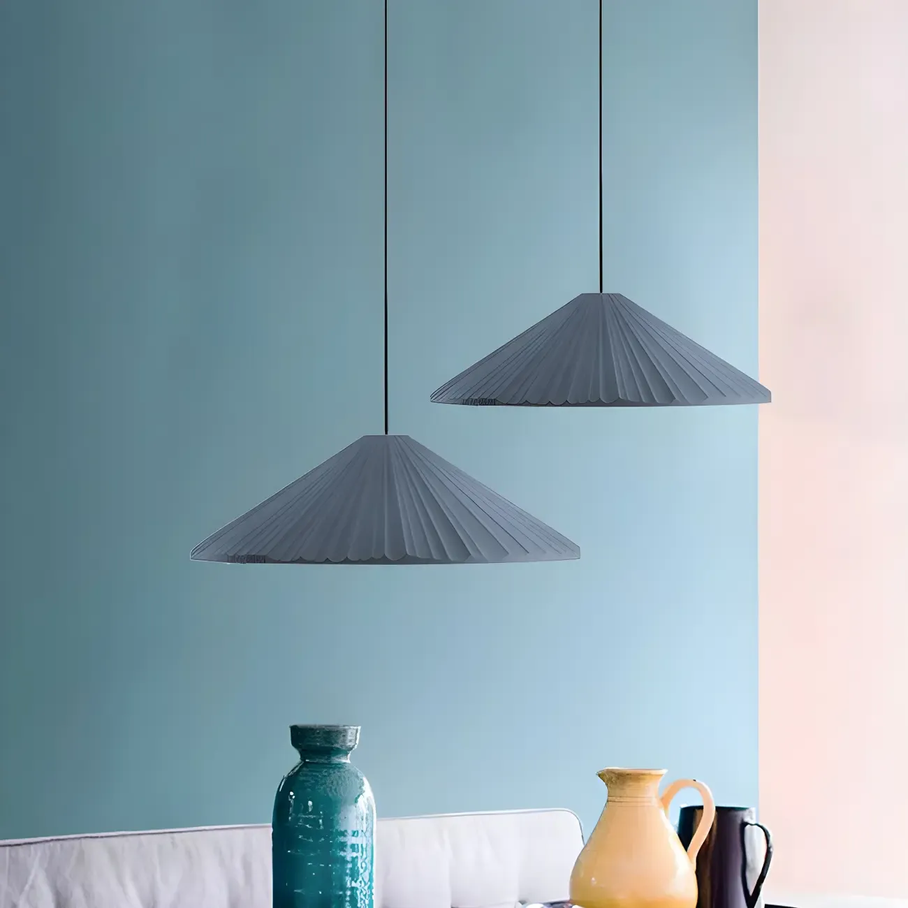 Nordic Pink Ribbed Umbrella Shape Indoor Pendant Light   Image - 8