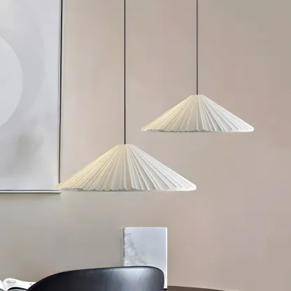 Nordic Pink Ribbed Umbrella Shape Indoor Pendant Light   Image - 11