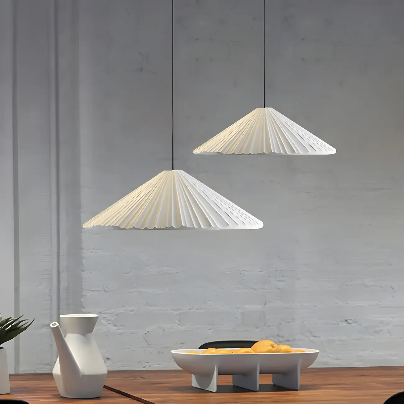 Nordic Pink Ribbed Umbrella Shape Indoor Pendant Light   Image - 12