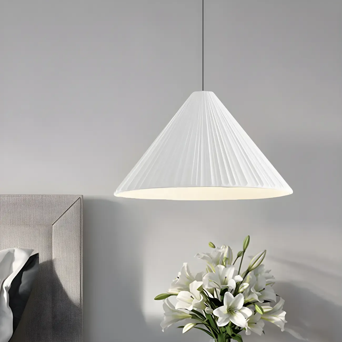 Nordic Pink Ribbed Umbrella Shape Indoor Pendant Light   Image - 24