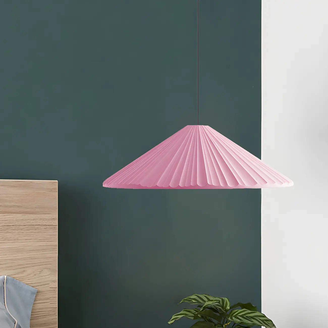 Nordic Pink Ribbed Umbrella Shape Indoor Pendant Light   Image - 28 | homeyfad