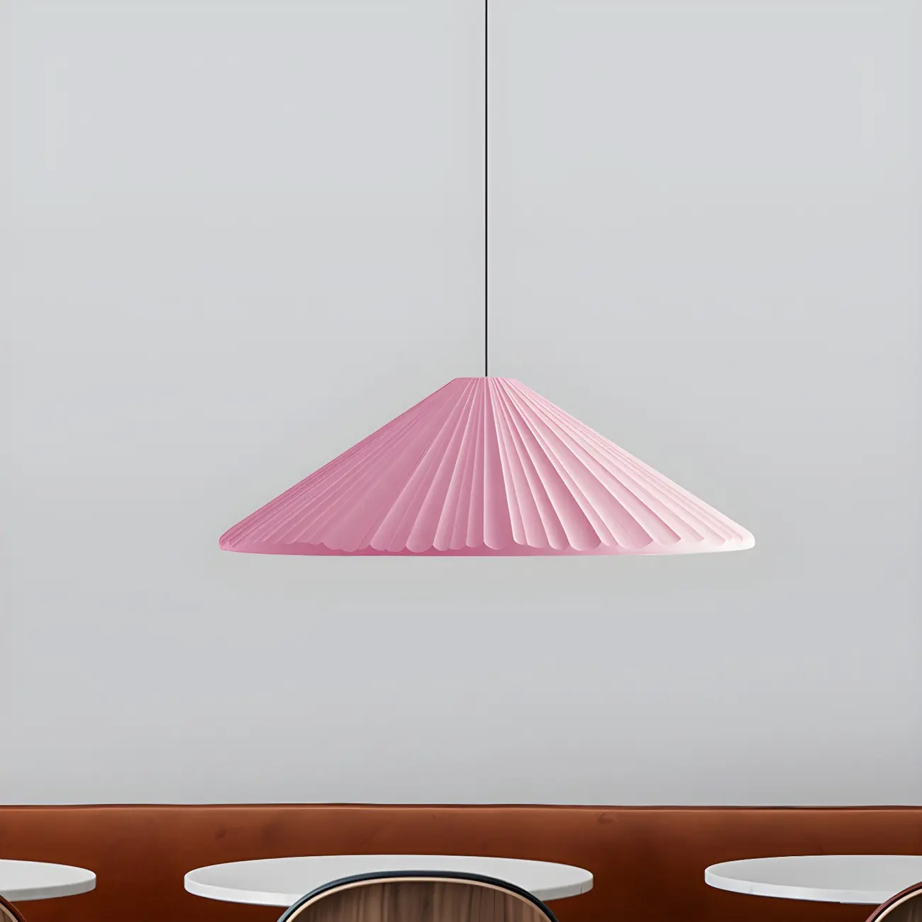 Nordic Pink Ribbed Umbrella Shape Indoor Pendant Light   Image - 29 | homeyfad