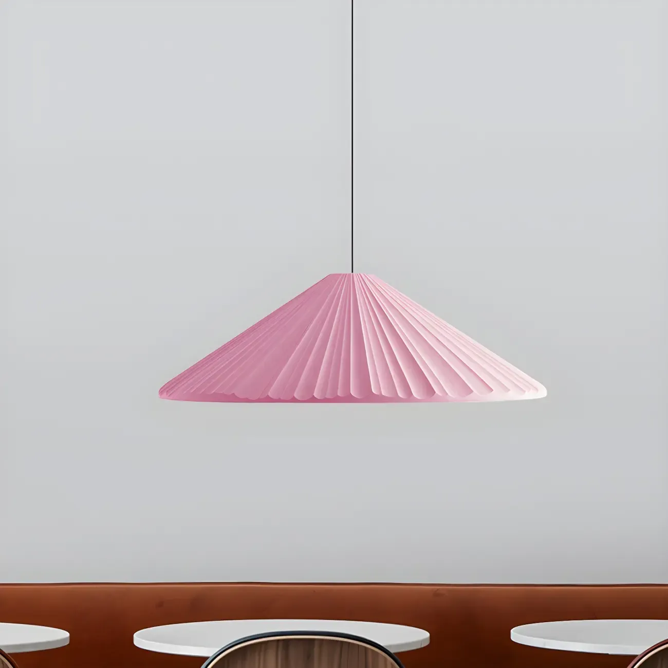 Nordic Pink Ribbed Umbrella Shape Indoor Pendant Light   Image - 29