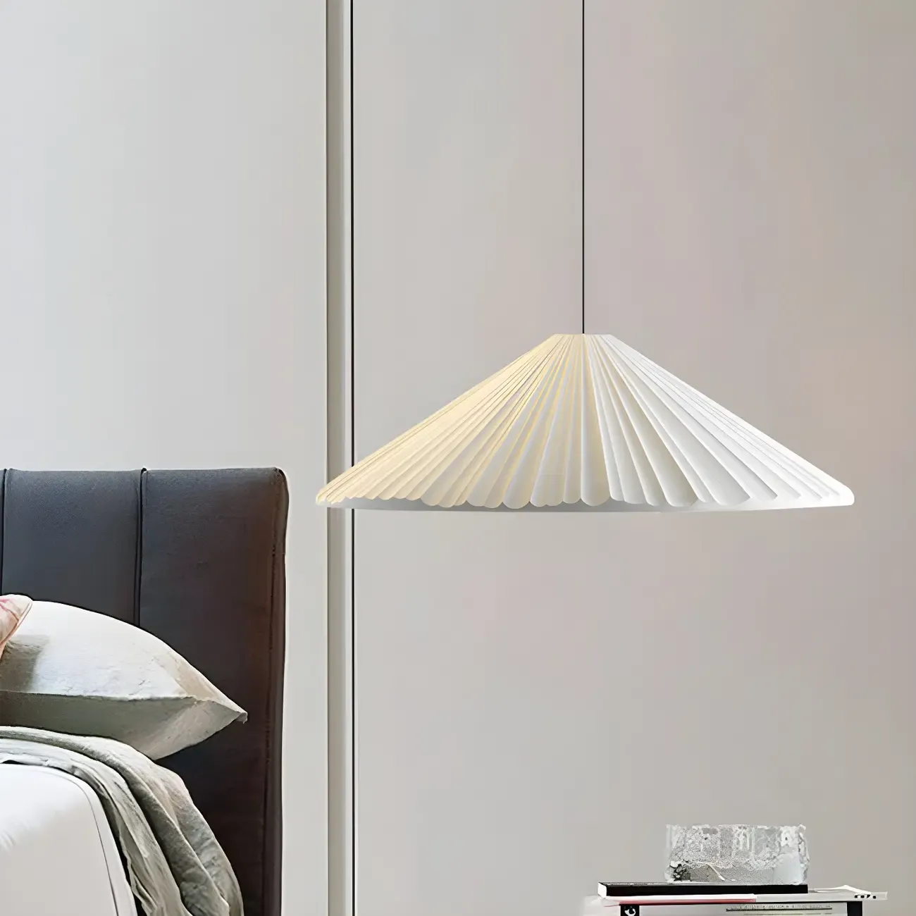 Nordic Pink Ribbed Umbrella Shape Indoor Pendant Light   Image - 38