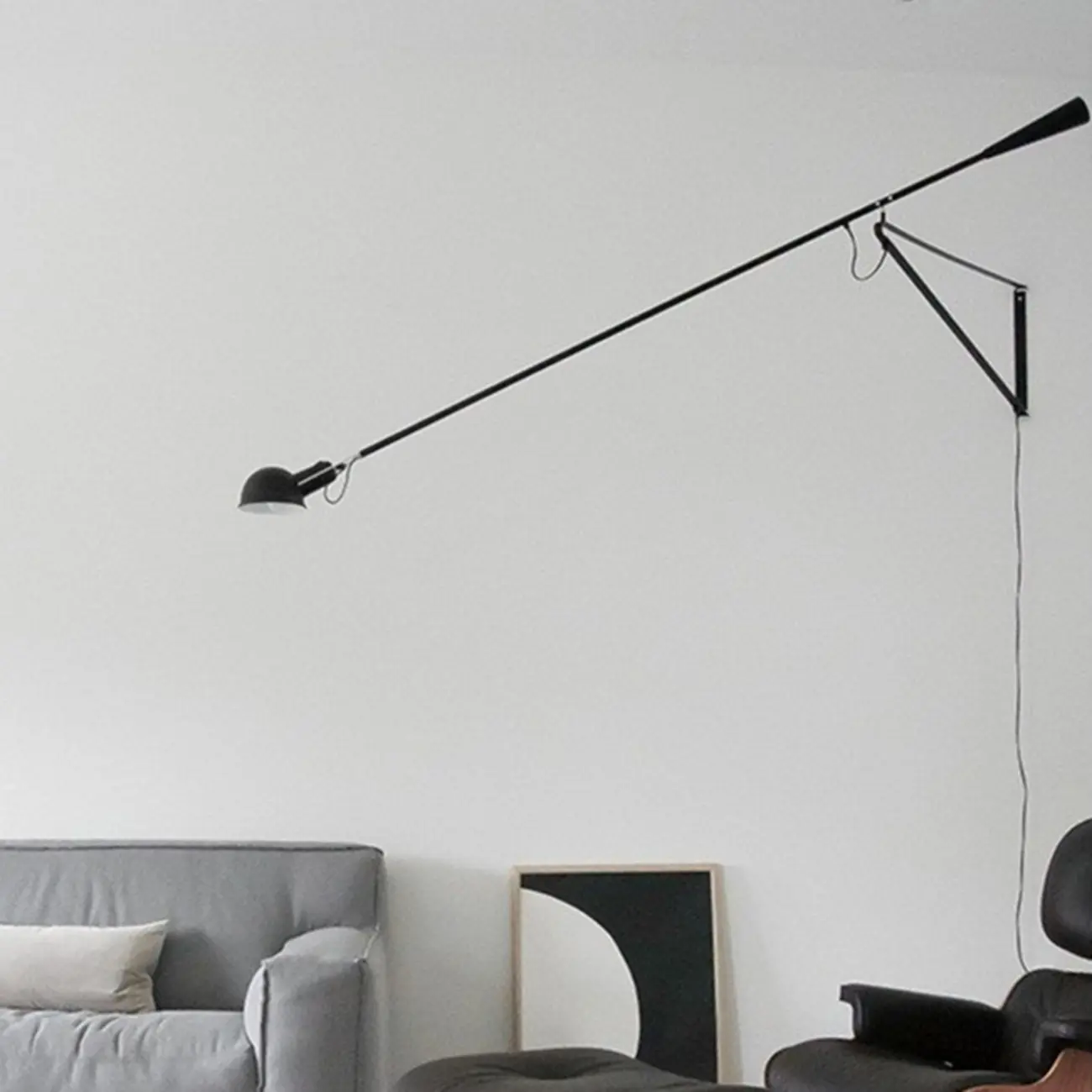 Modern Black Metal Long Arm Swing Wall Light Image - 4 | homeyfad