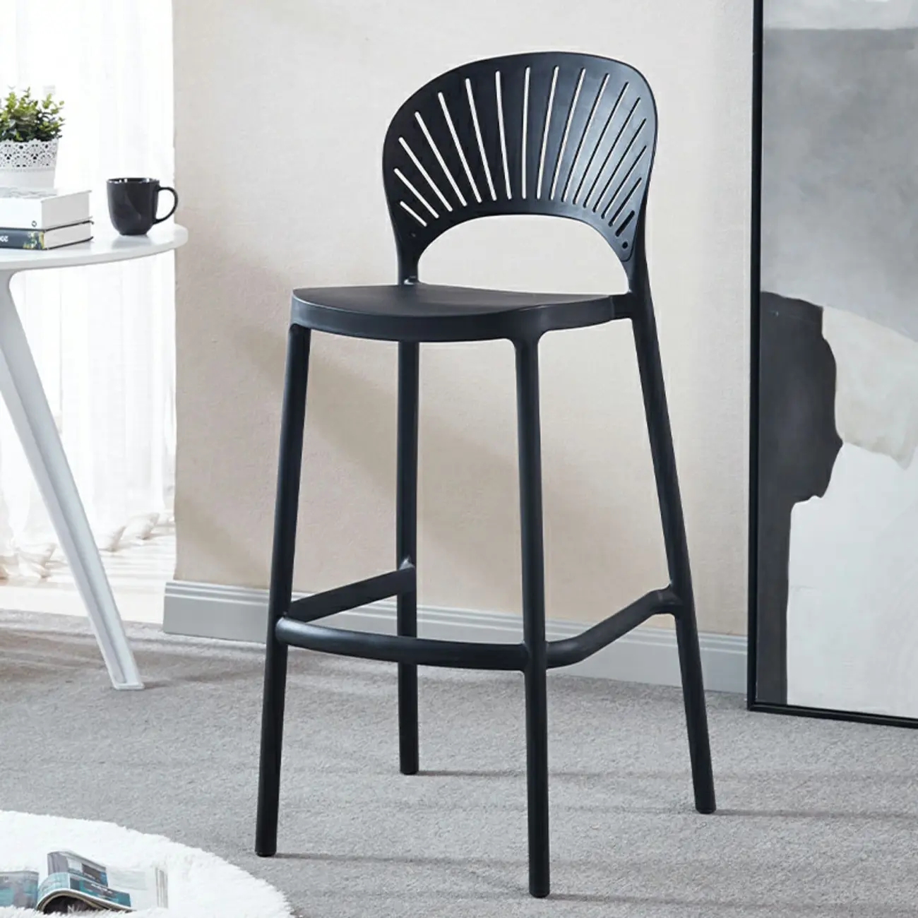 Modern Acrylic Vibrant Curved Backrest Stackable Bar Stool Image - 10 | homeyfad