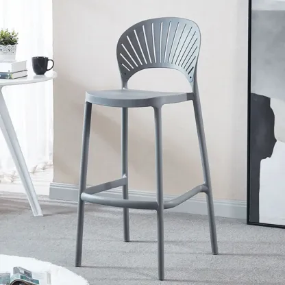 Modern Acrylic Vibrant Curved Backrest Stackable Bar Stool Image - 9