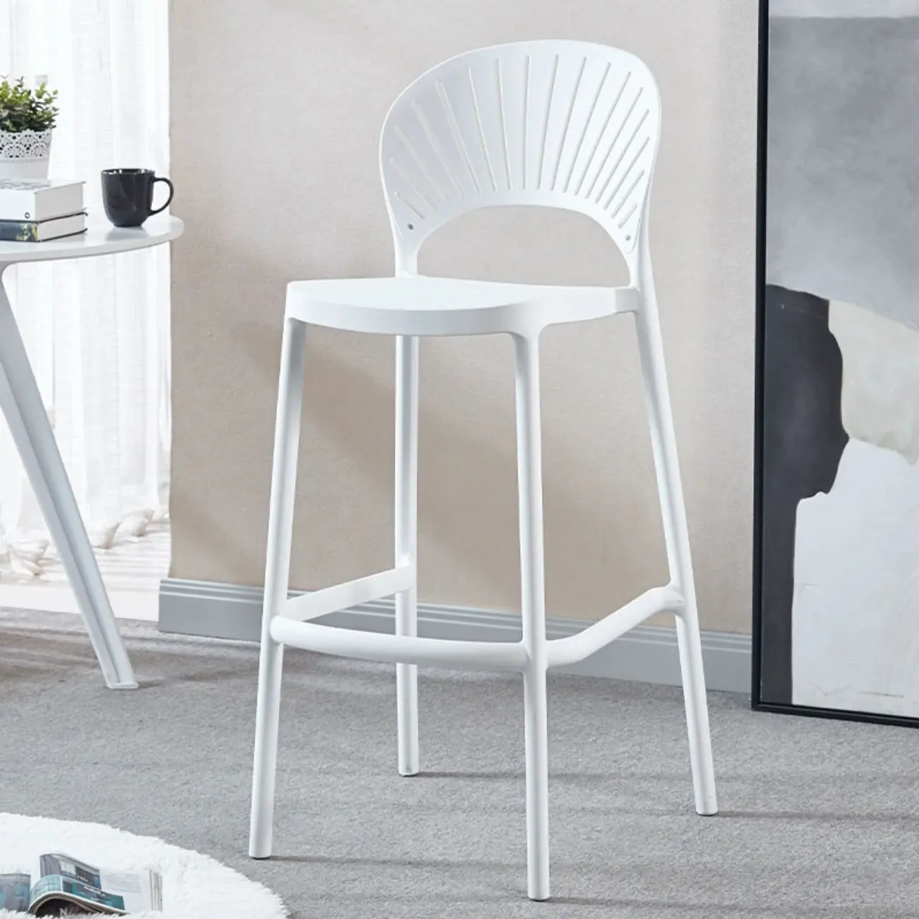 Modern Acrylic Vibrant Curved Backrest Stackable Bar Stool Image - 7 | homeyfad