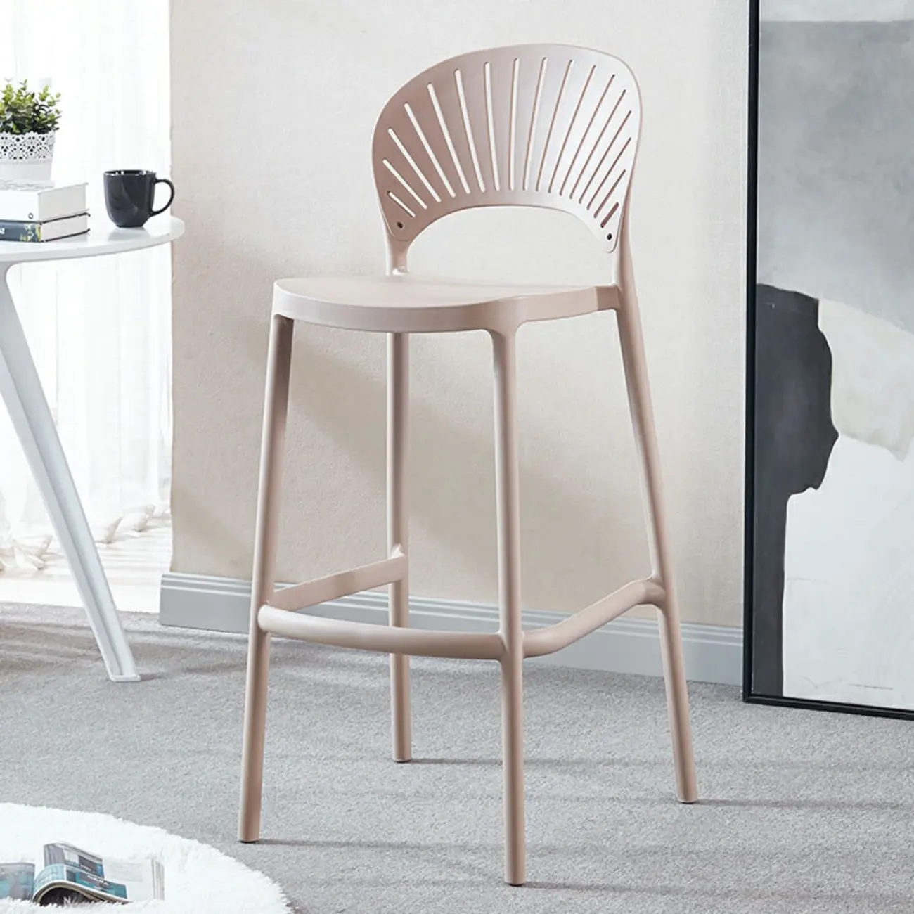 Modern Acrylic Vibrant Curved Backrest Stackable Bar Stool Image - 8 | homeyfad