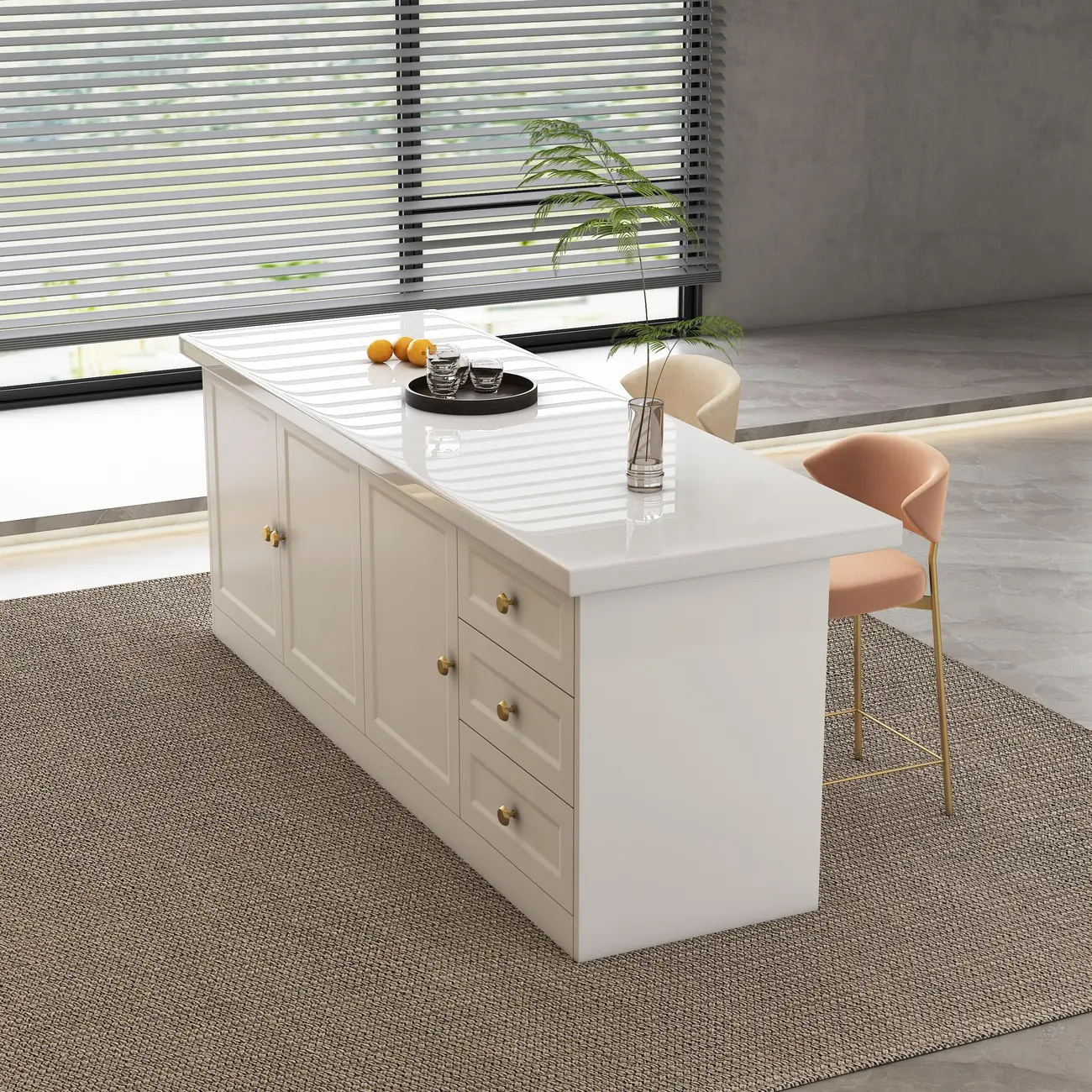 Modern White Faux Marble Wood Storage Bar Tables Image - 1 | homeyfad