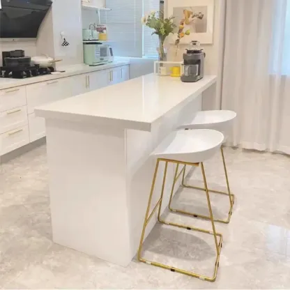 Modern White Faux Marble Wood Storage Bar Tables Image - 2