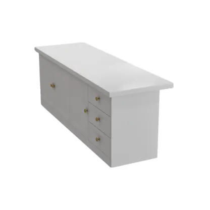 Modern White Faux Marble Wood Storage Bar Tables Image - 5
