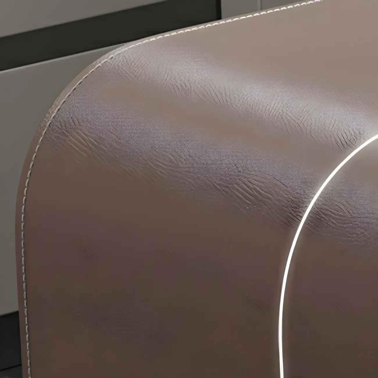 Modern Brown Leather Wooden Curved Bar Tables with 3 Drawers Image - 8