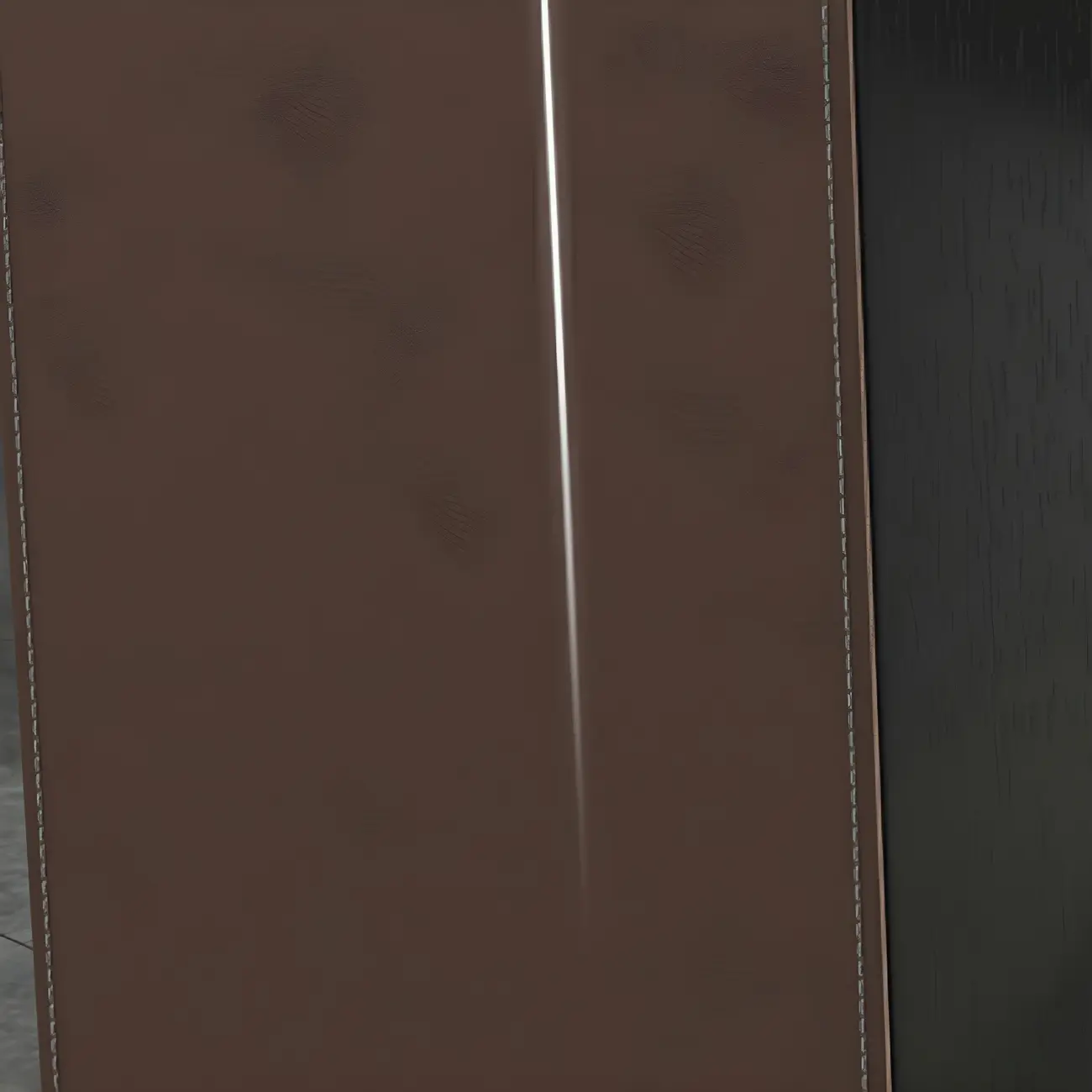 Modern Brown Leather Wooden Curved Bar Tables with 3 Drawers Image - 9 | homeyfad