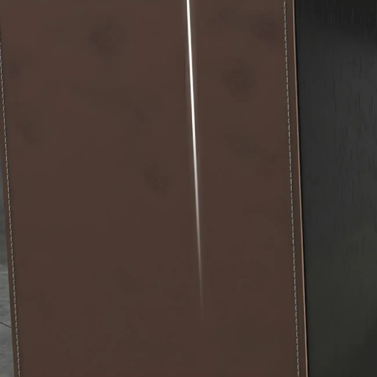 Modern Brown Leather Wooden Curved Bar Tables with 3 Drawers Image - 9