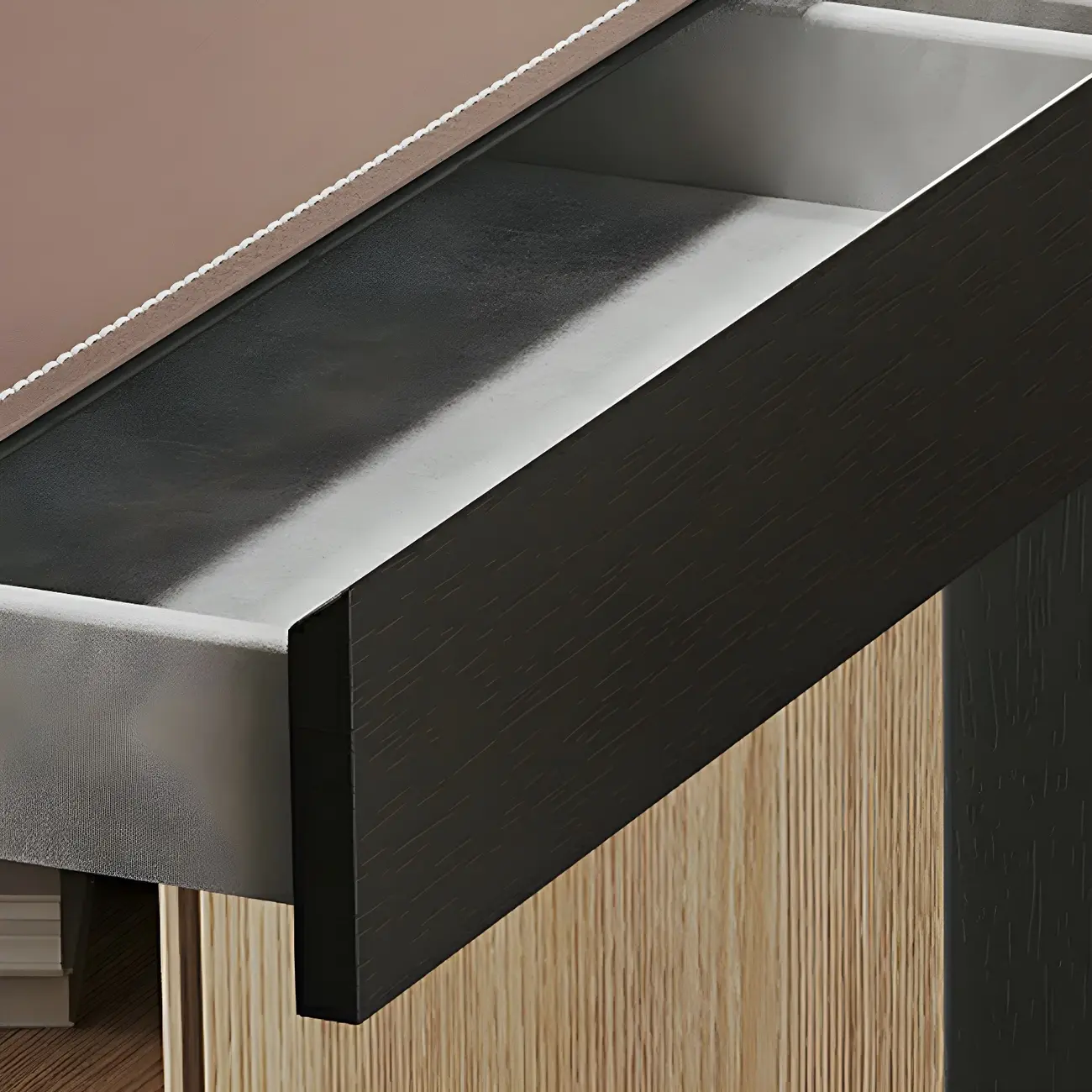 Modern Brown Leather Wooden Curved Bar Tables with 3 Drawers Image - 10 | homeyfad