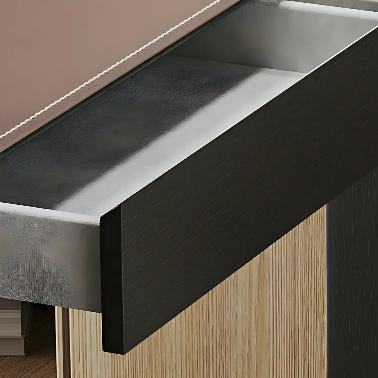 Modern Brown Leather Wooden Curved Bar Tables with 3 Drawers Image - 10