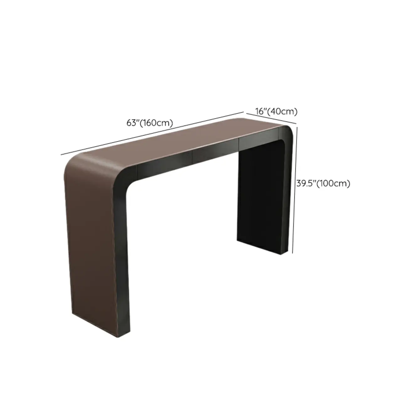 Modern Brown Leather Wooden Curved Bar Tables with 3 Drawers Image - 15 | homeyfad