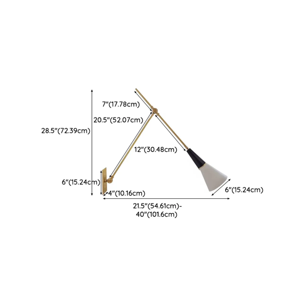 Gold Metal Modern White Aluminum Shade Swing Arm Wall Light Image - 11 | homeyfad