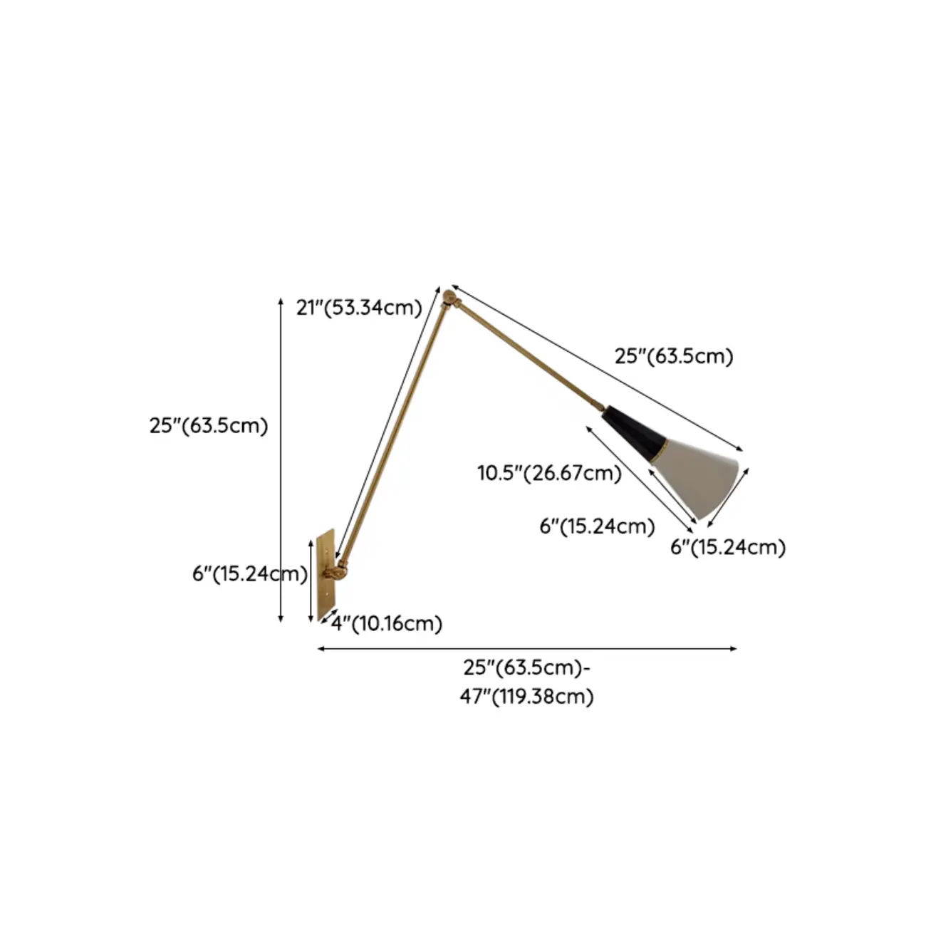 Gold Metal Modern White Aluminum Shade Swing Arm Wall Light Image - 12 | homeyfad